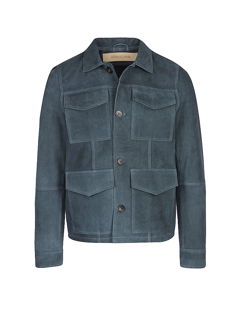 GIORGIO BRATO Leder Overshirt blau | 50